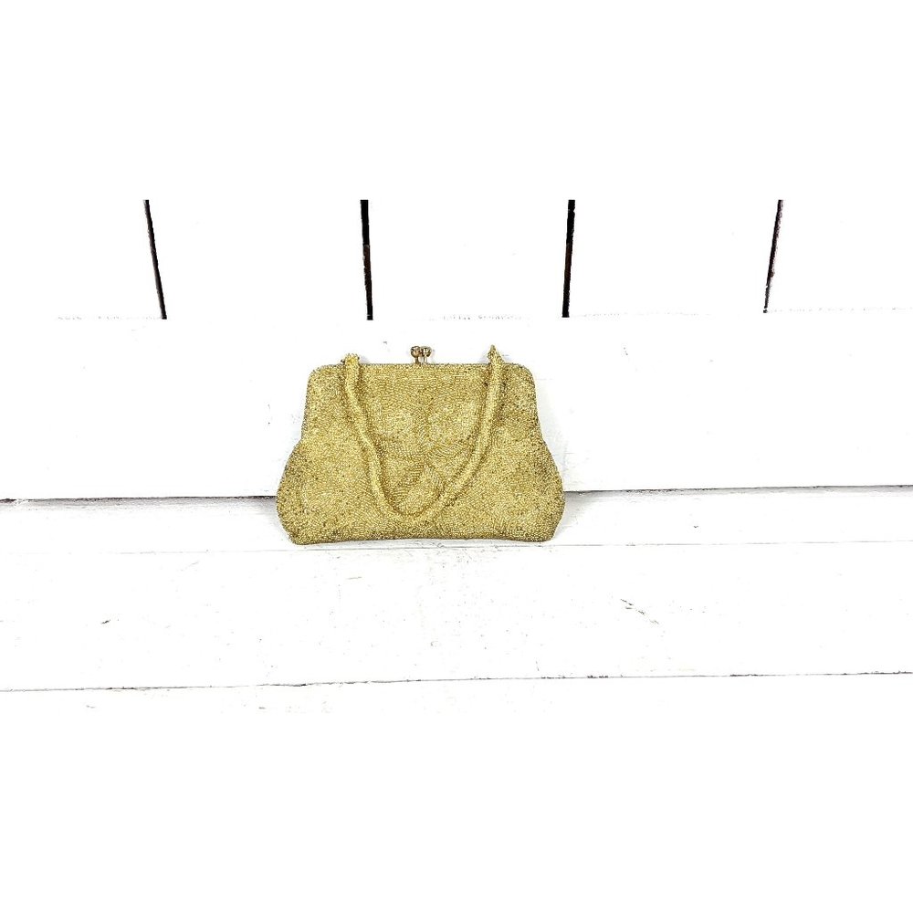 Vintage gold beaded small evening purse